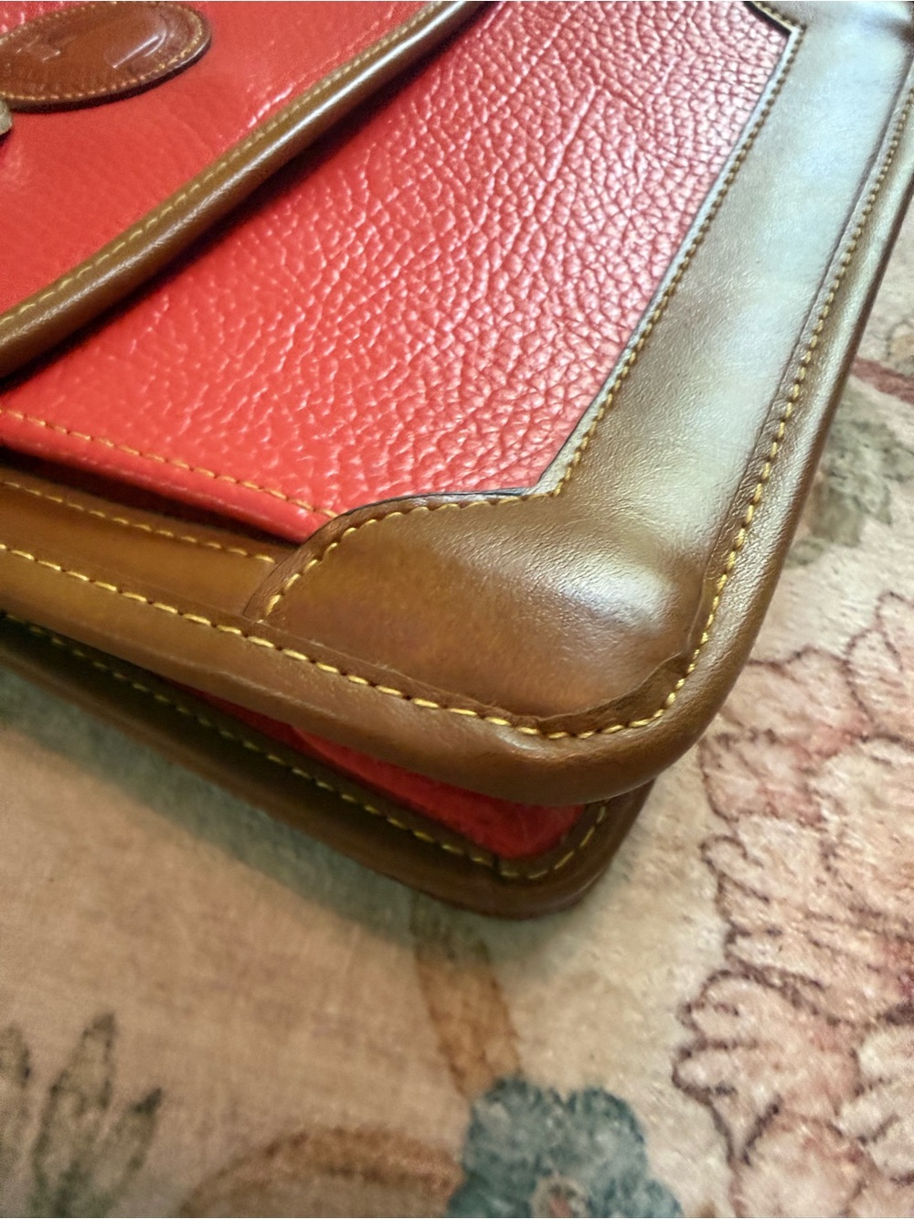 Dooney & Bourke Red and Brown Leather Messenger Bag - Picture 3 of 15